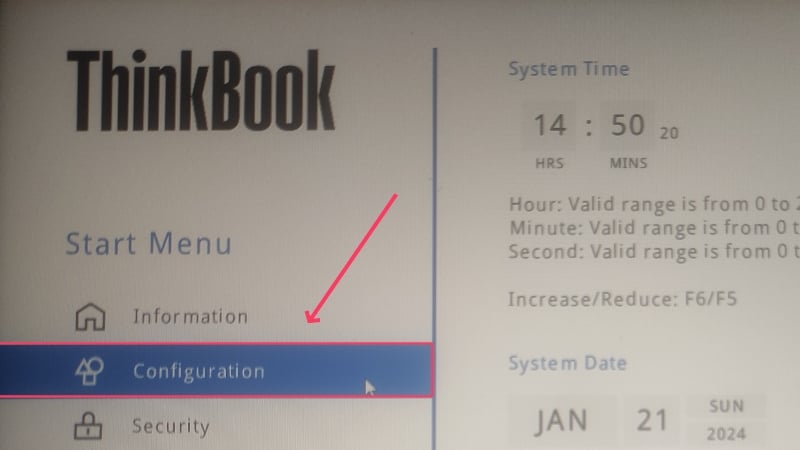configurations bios