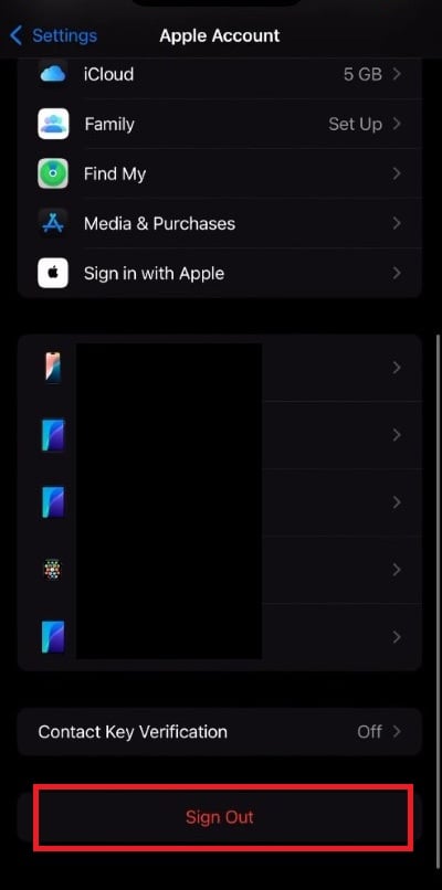 sign out apple id