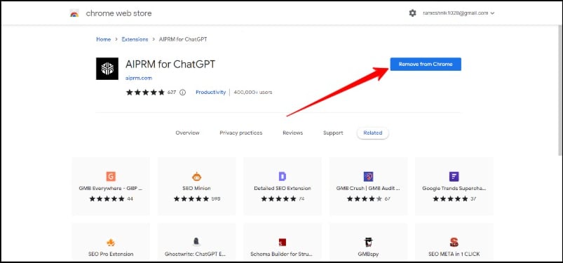 imagem mostrando a extensão aiprm do google chrome