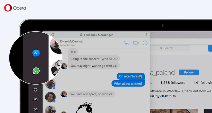10 Tipps für den Opera-Browser, die Sie kennen sollten - Messenger in der Seitenleiste Mac