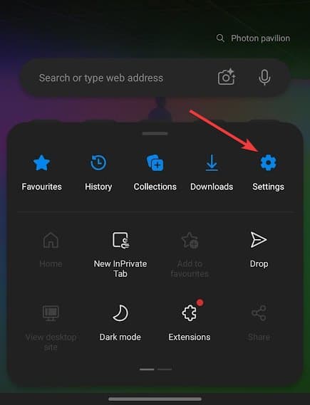 Синхронизация Microsoft Edge на устройстве Android