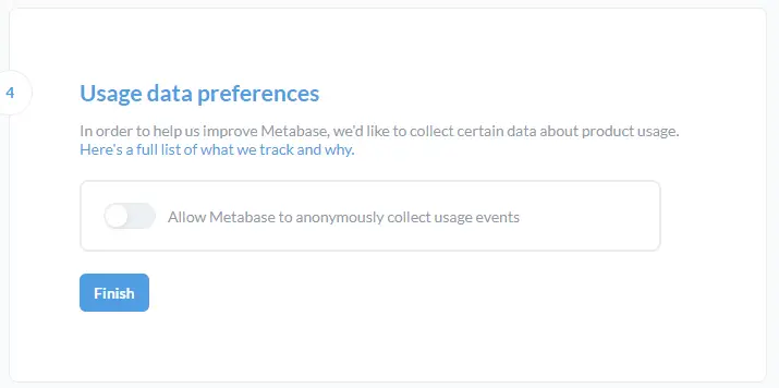 Preferenze dati di Metabase