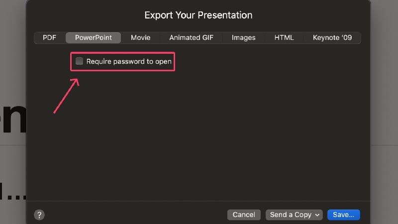 PowerPointを開くためにパスワードを要求