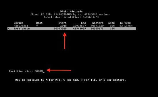 Crea la partizione swap da 2GB
