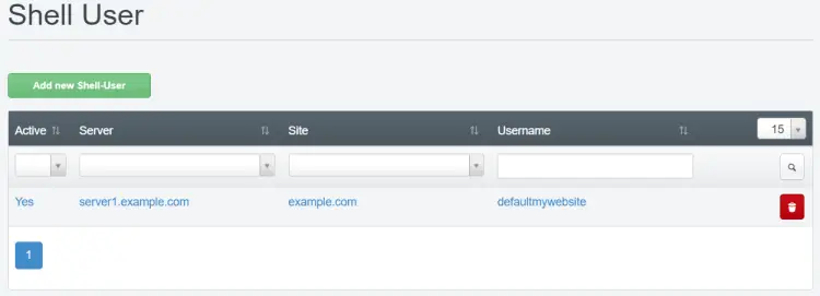 Usuário Shell SSH SFTP