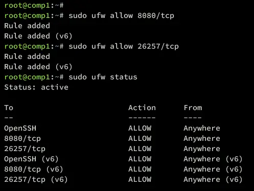 configura ufw