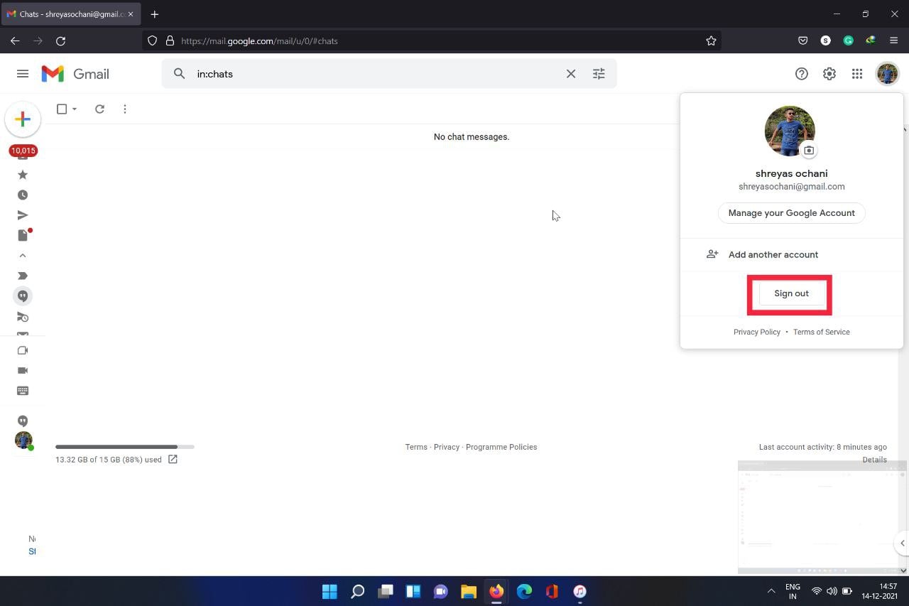 gmail 계정에서 로그아웃
