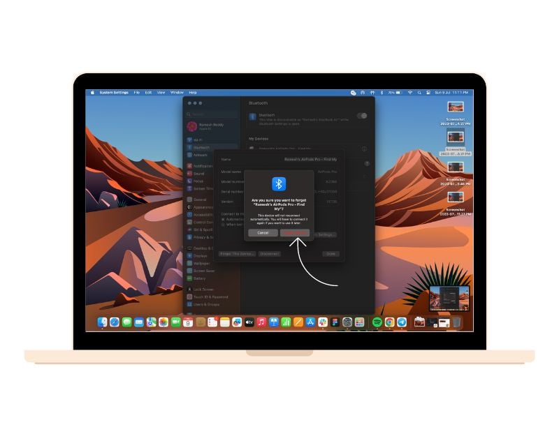 MacBook AirPods Pro再度デバイスを忘れる