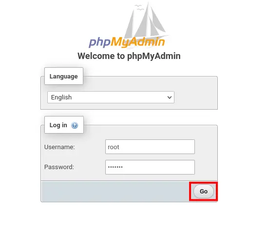 phpmyadminにログイン