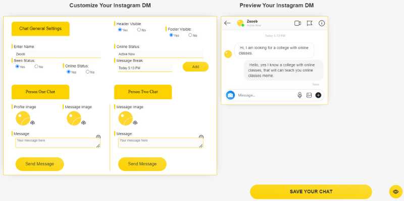 zeoob gefälschter chat-generator