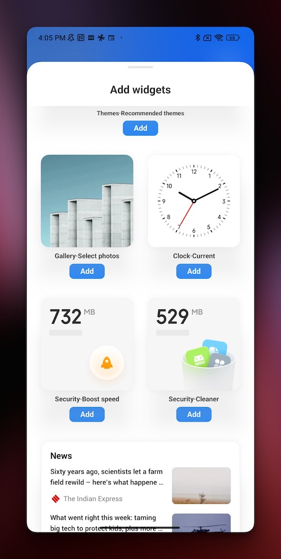 miui 14 widget menu