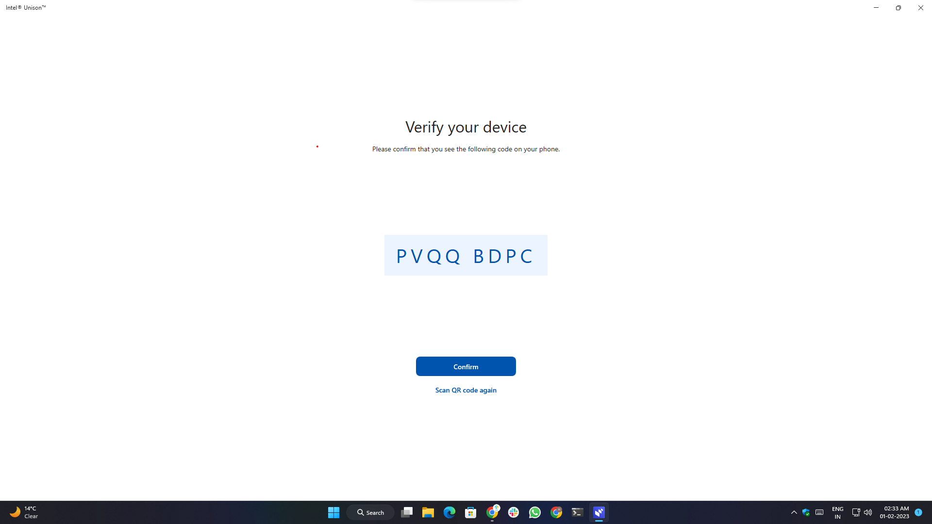visión general de la aplicación intel unison, configuración y características - código de emparejamiento