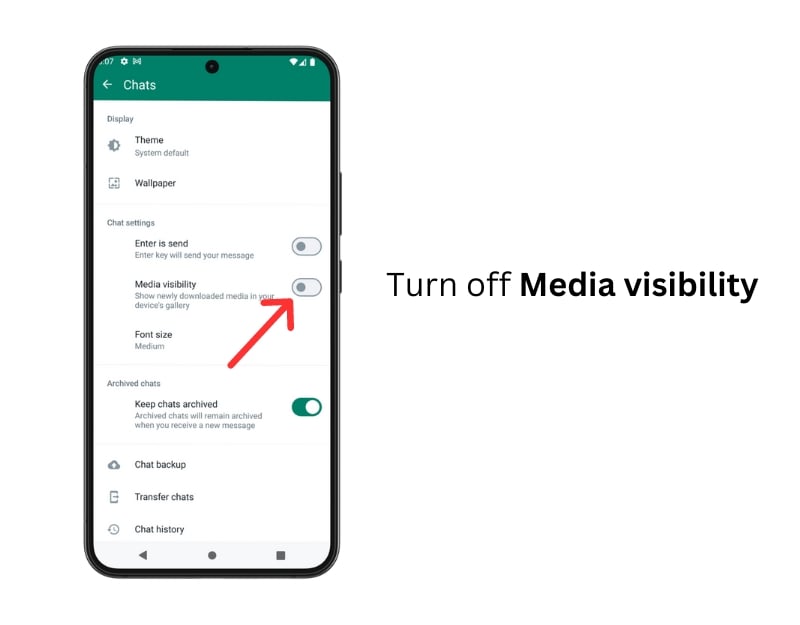 disattivare visibilità media