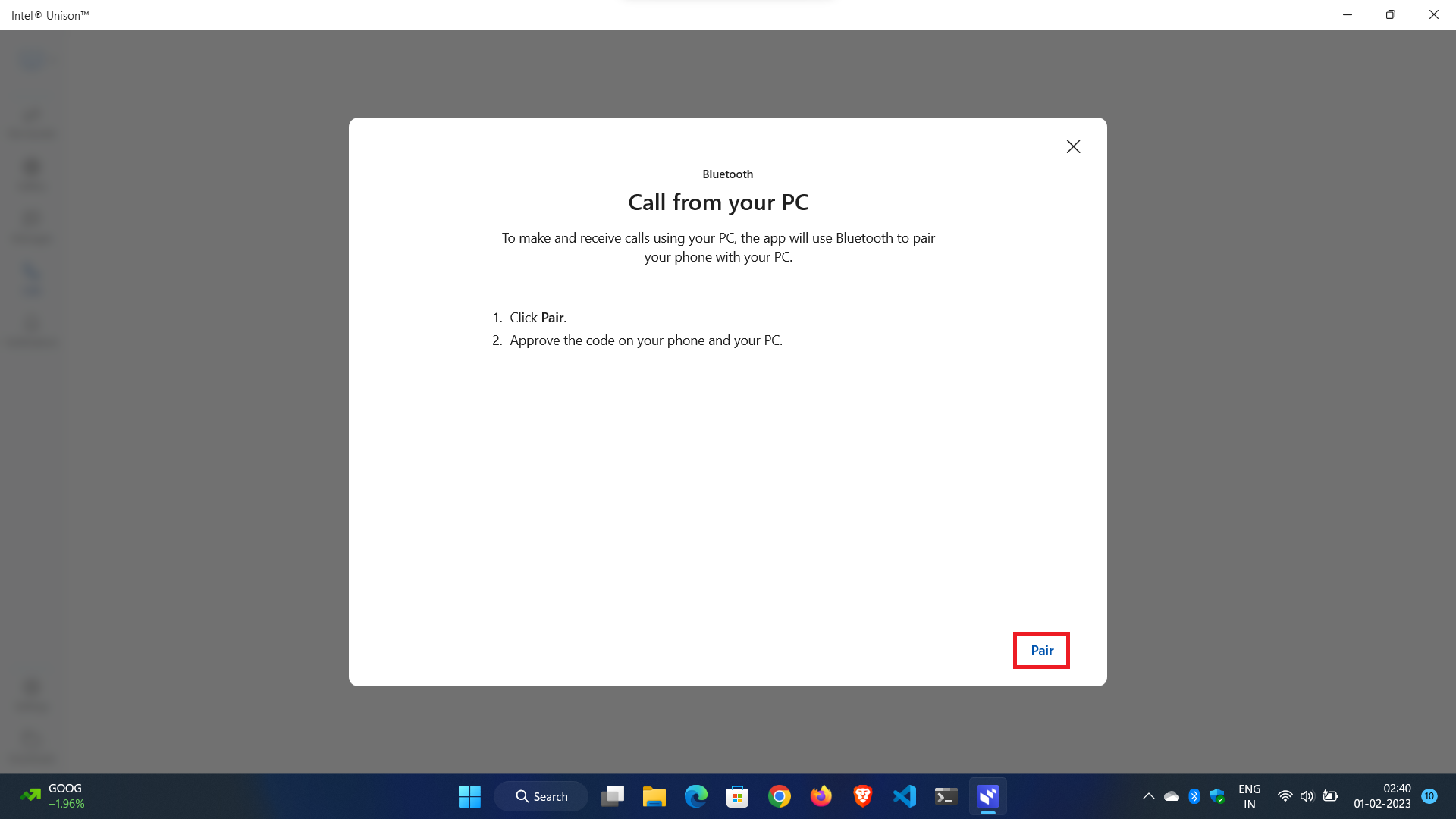visión general de la aplicación intel unison, configuración y características - emparejamiento bluetooth de llamadas