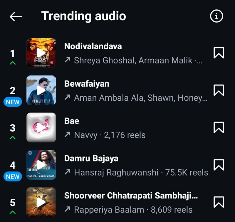 lista de audio en tendencia en instagram