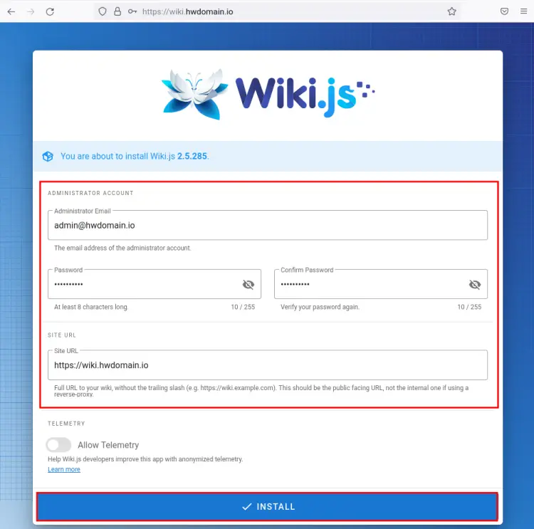 установить wiki.js
