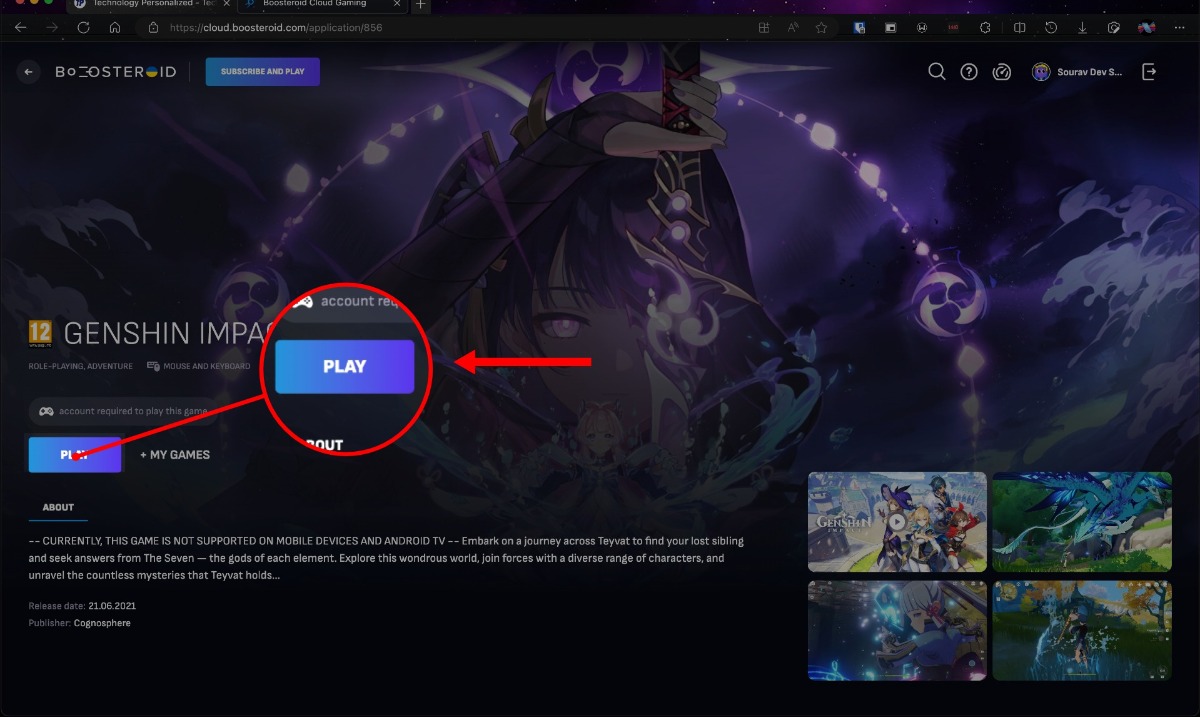 jouer à genshin impact sur mac en utilisant le site web boosteroid