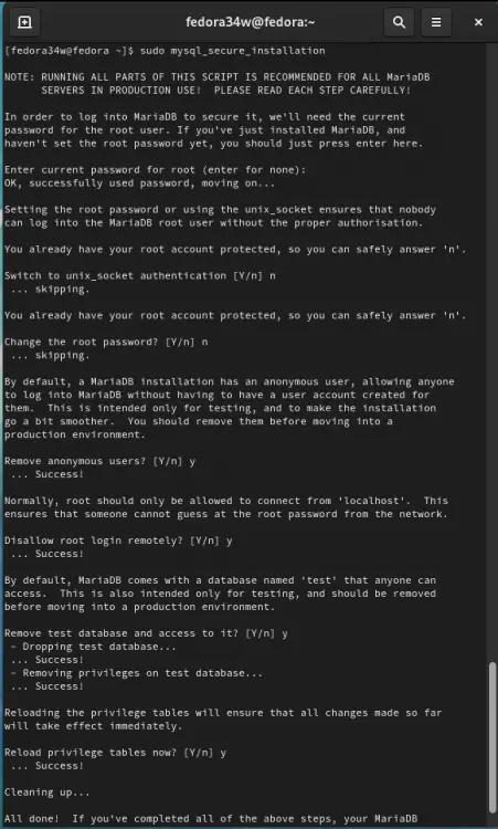 Sécuriser Mariadb