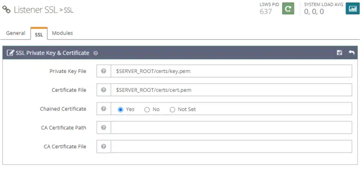 OpenLiteSpeed Selbstsignierter SSL-Schlüssel und Zertifikat