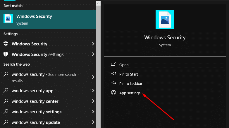 Configuraciones de la Aplicación de Seguridad de Windows