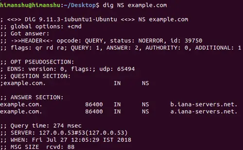 Obtenir les serveurs de noms d'un domaine avec dig