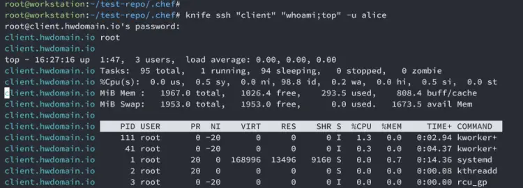 exécution de commande Linux via chef sur client
