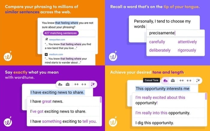 compagnon d'écriture wordtune