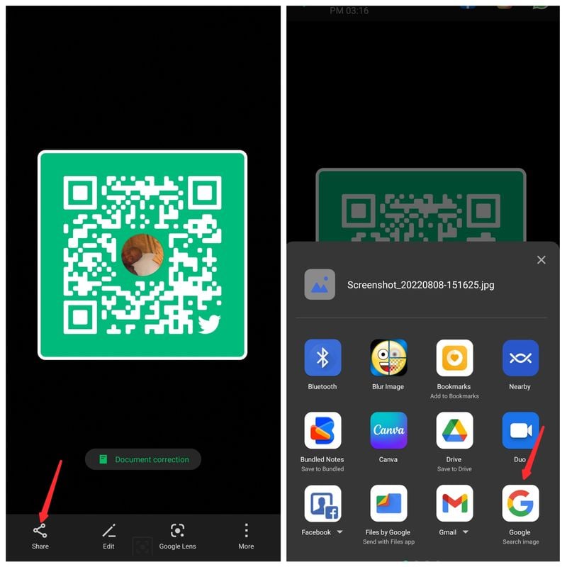 scansiona codice qr da immagine tramite galleria