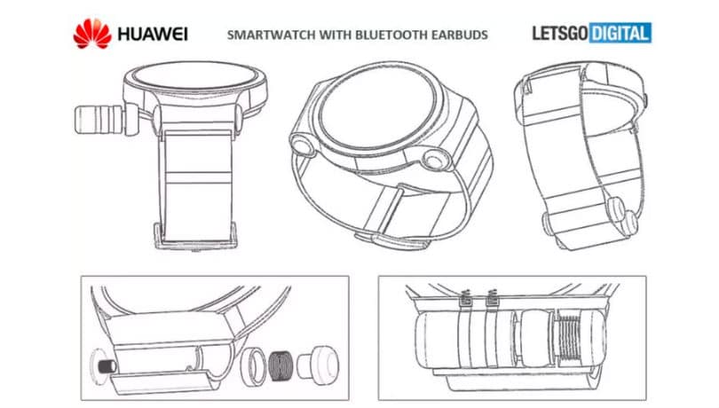 huawei patents smartwatch with ability to store wireless earbuds - huawei smartwatch patent earbuds
