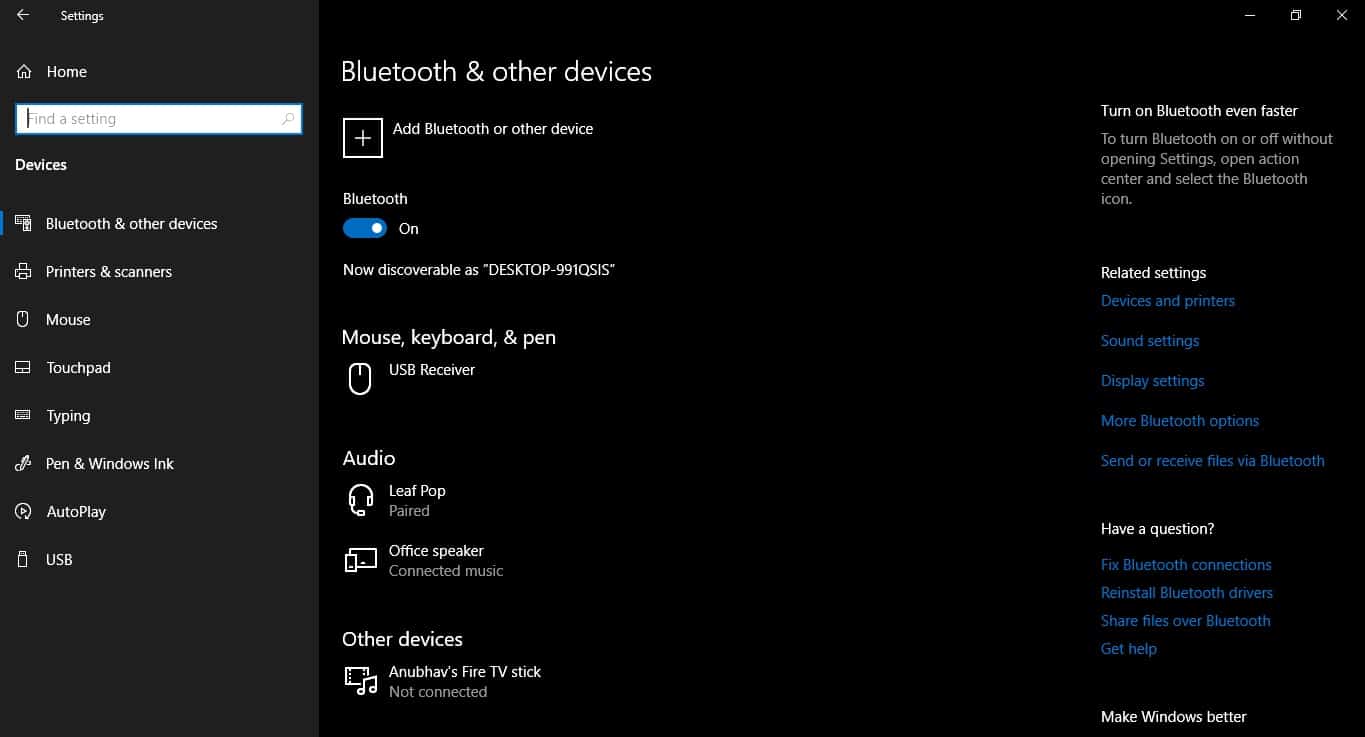 Bluetoothをオンにする