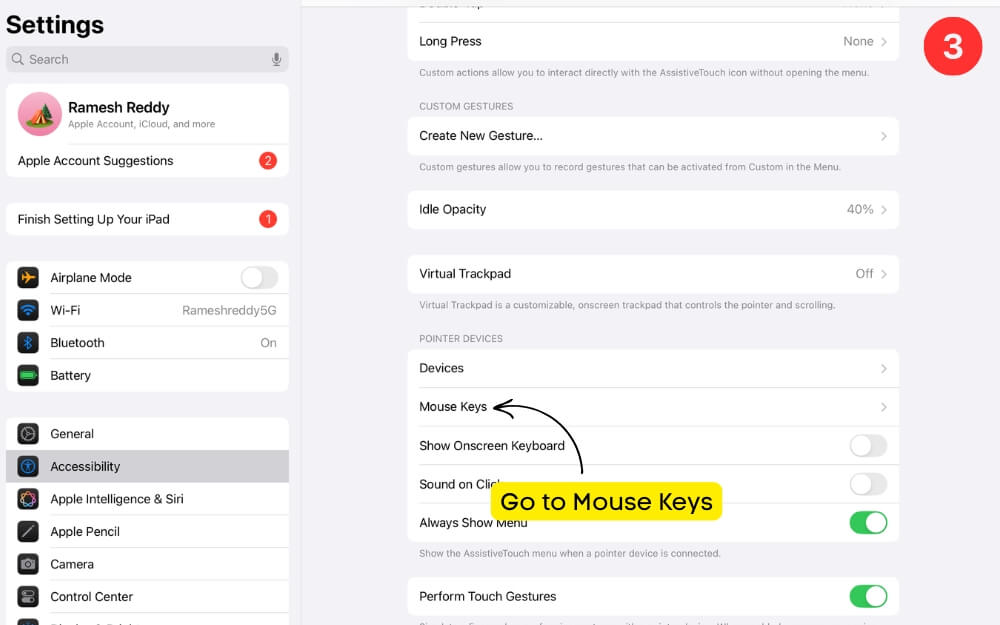 allez à mouse keys