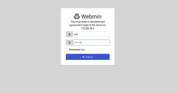 Webmin-Anmeldung