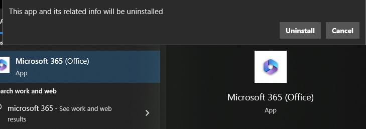 Microsoft Word 2023をアンインストール