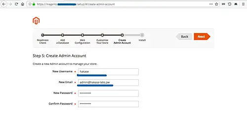 Configura l'account admin