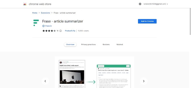 frase.io google chrome extension