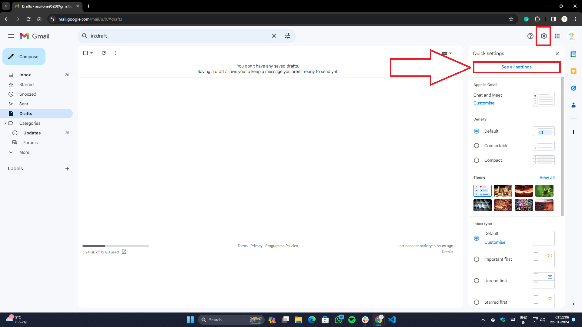 come annullare l'invio di email su outlook e gmail- accesso alle impostazioni di gmail sul web