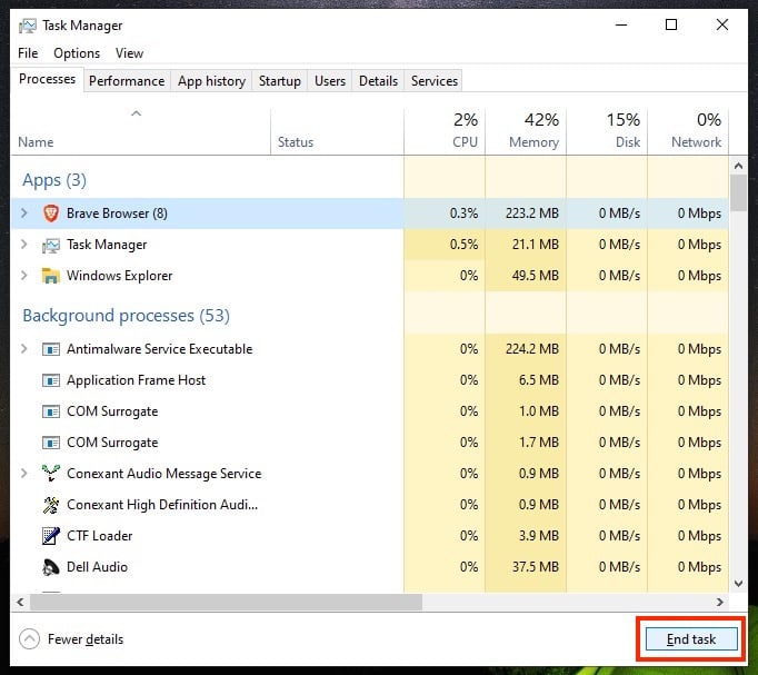 forzar cierre de una aplicación no responsiva en windows