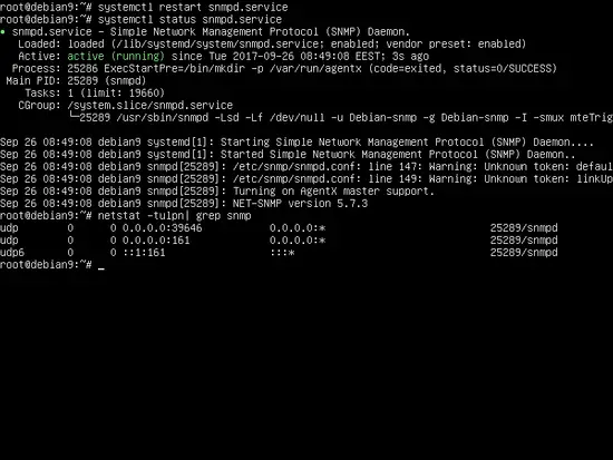 Riavvia servizio snmp