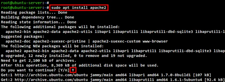 installation d'apache2