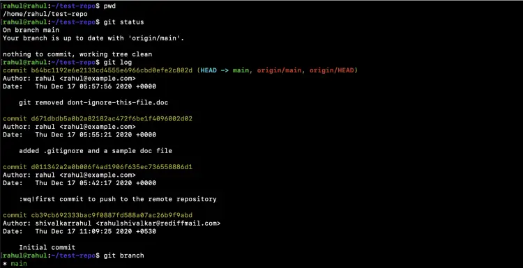Vérifier les logs Git et la branche