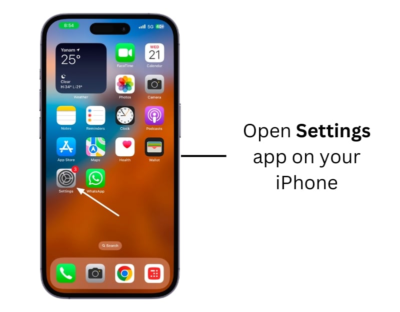 paramètres de l'application sur l'iphone