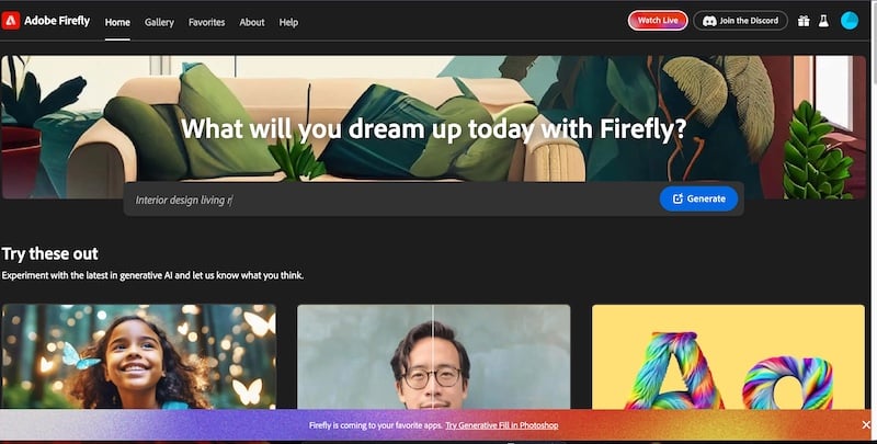Adobe Fireflyのホームページ