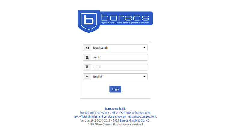 Login do Bareos