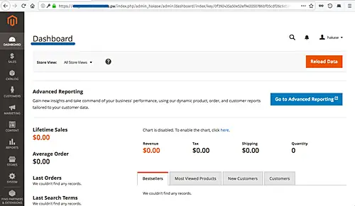 Dashboard di Magento
