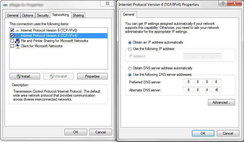 cambia indirizzo dns