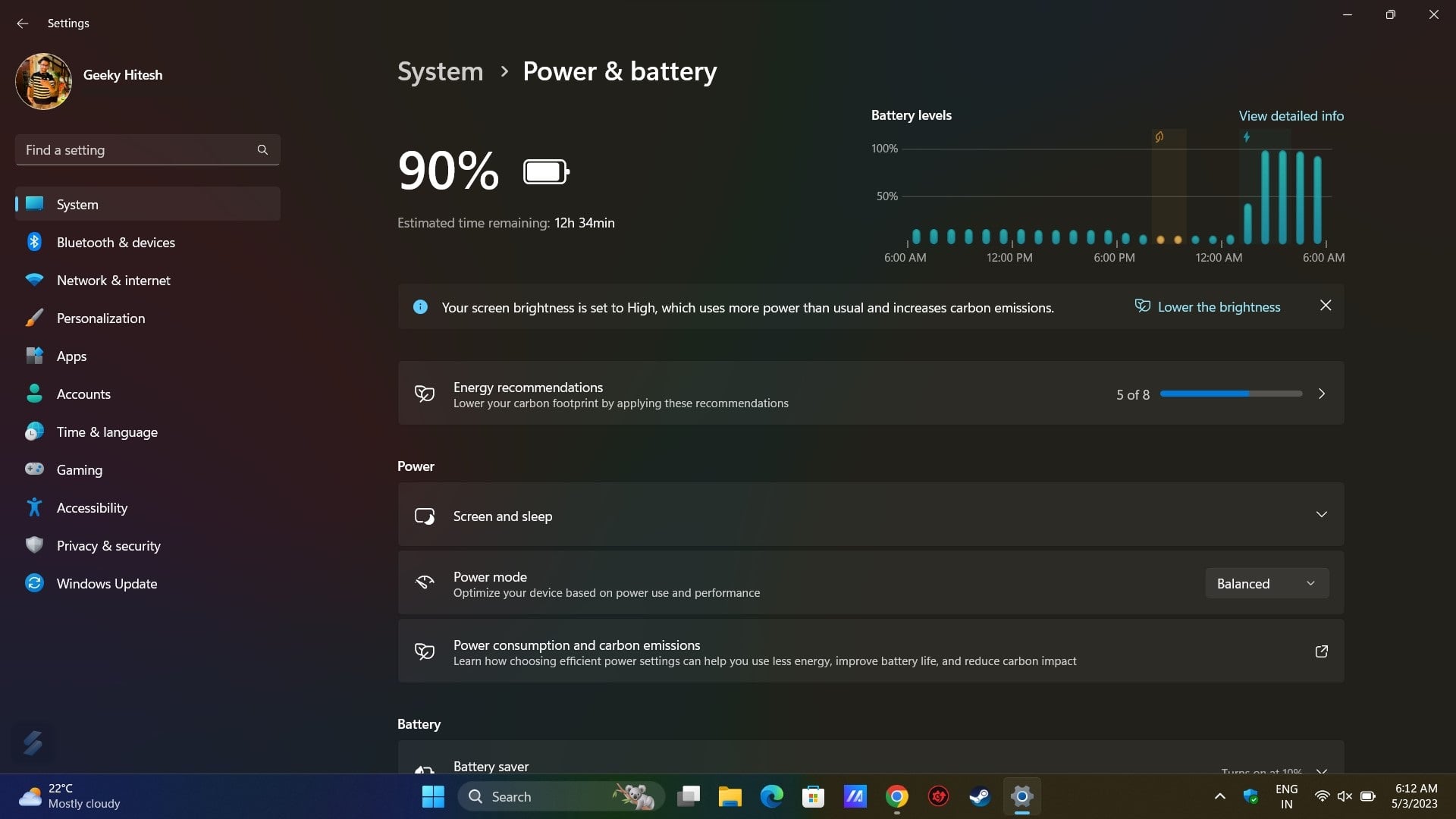 reseña asus vivobook s15 oled: estadísticas de batería