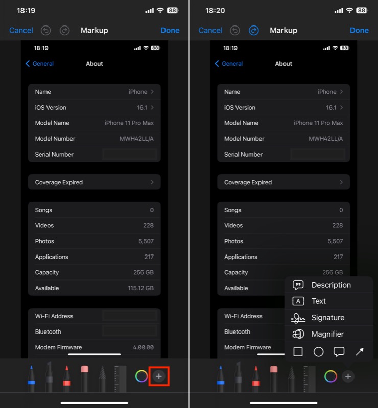 Zugriff auf Markup-Werkzeuge in der iPhone-Fotos-App