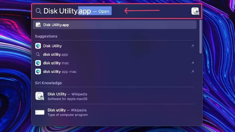 ディスクユーティリティを開く