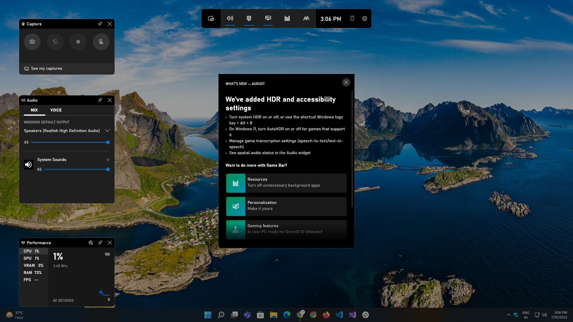 обзор игровой панели в windows 11
