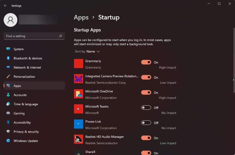 Désactiver les applications au démarrage